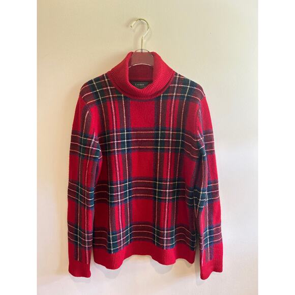 Vtg Ralph Lauren wall Christmas plaid turtleneck sweater size medium women’s - Picture 1 of 5